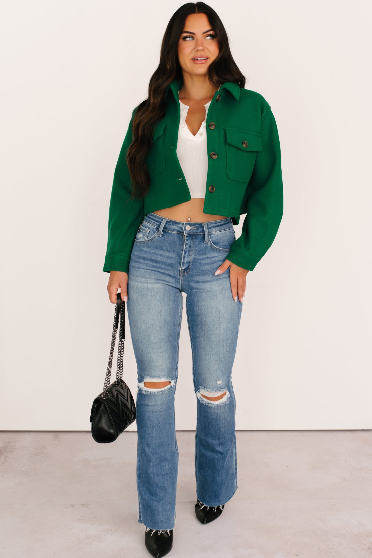 Soft But Savage Fleece Crop Jacket (Green)